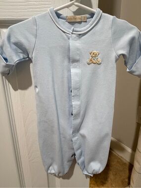Classic Light Blue Footed One-Piece with Teddy Patch